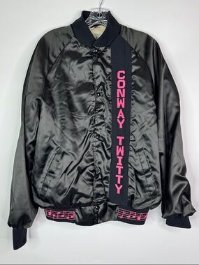 Vintage West Ark Conway Twitty Black Satin Hello Darling Jacket Size Large